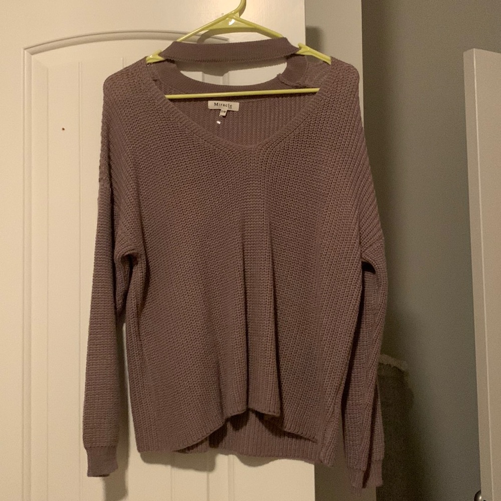 Purple sweater with chest cut out